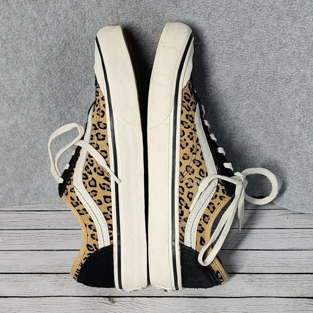 Vans Old Skool Shoes Mens Size 6 Womens 7.5 Leopard Print Black White‎ Low Top